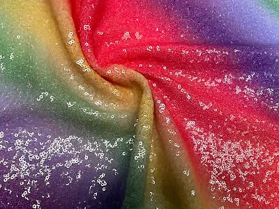 £1.20 • Buy 3mm Sparking GAY PRIDE Sequin Fabric Material Sequins 2 Way Stretch 130cm Wide