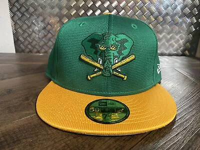 Oakland Athletics Hat Cap Stomper Elephant 7 1/2 New Era 59Fifty Green Yellow • $29.99