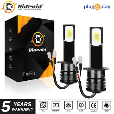 RIDROID H1 LED Headlight Bulb Conversion Kit High Low Beam Lamp 6500K White 2X • $11.98