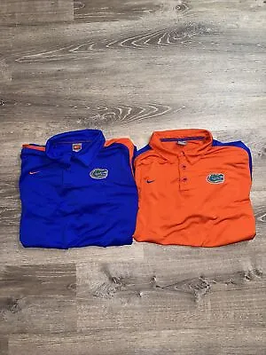 Vintage Nike Team Fit Dry Florida Gators Polo Shirt Mens Sz Large Blue Orange • $23.80