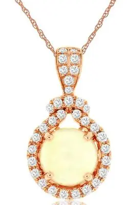 1.09ct Diamond & Aaa Opal 14kt Rose Gold Round Halo Tear Drop Floating Pendant • $1621.39