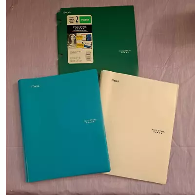 (3) Five Star Green White And Blue 2-Pocket Snap-In & 3 Prong Folders • $13.99