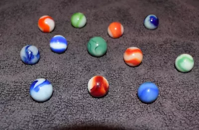 Vintage Mixed American Toy Marbles Lot Of 12 Marbles Size Approx .625 =5/8  • $15