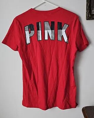 Womens Victoria Secret PINK Tee Shirt Red Dog Xsmall • $13
