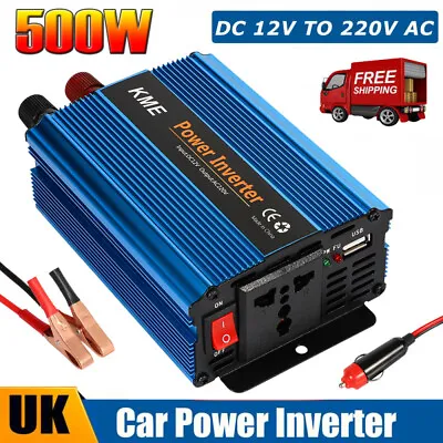 500W Power Inverter Adapter Converter Dc 12v To Ac 230v 240v Car Chargers Trip • £11.99