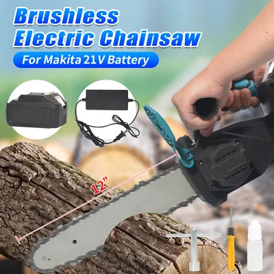 12'' Cordless Brushless Wood Cutting Saw Chainsaw Battery Charger For Makita 18V • $63.49