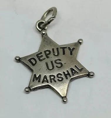 0.8  Sterling Silver .925 Deputy US Marshal Star Badge Charm FREE SHIPPING  • $25.27