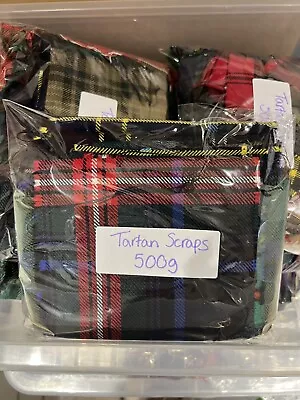 Tartan Scottish 500g Scraps 100% Wool British Woven Mix Colours • £6.99