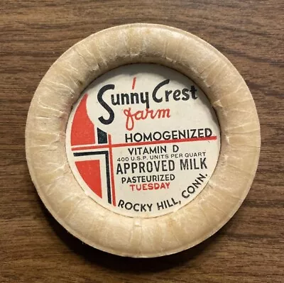 Vintage Sunny Crest Farm Milk Bottle Cap Top Rocky Hill Connecticut CT Old A8 • $14.95