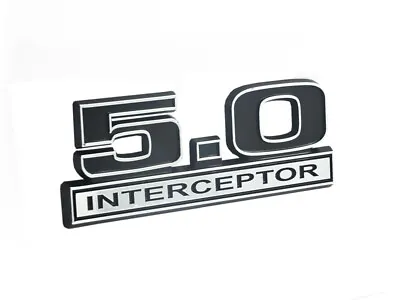 5.0 Liter Engine Police Interceptor Emblem Logo In Chrome & Black - 5  Long • $12.13