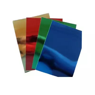 Pack 8 A4 Sheets Thick Metallic Coloured Mirror Card Shiny Board Red Gold Pamg • £2.99