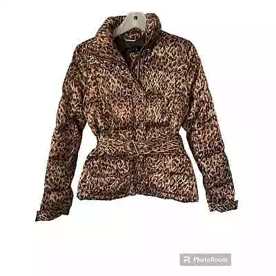 Zara Animal Print Belted Puffer Coat Sz S • $31.32