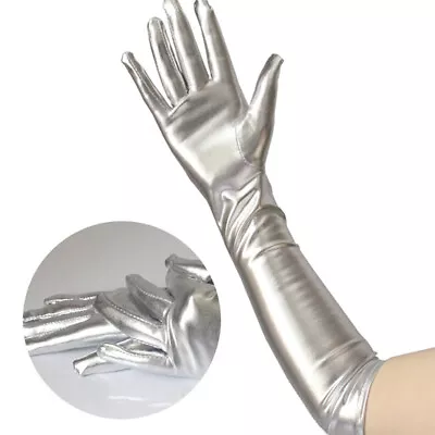 Sexy Women Shiny Long Gloves Leather Wet Look Latex Party Opera Costum RGB;;b • £4.01