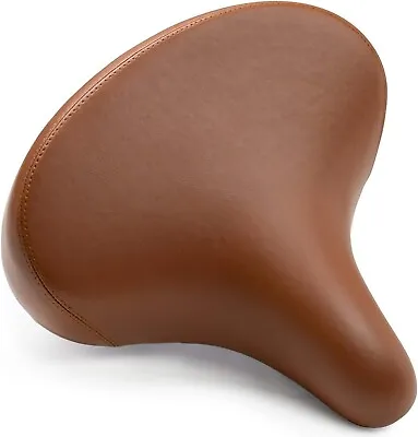 Vintage Bike Saddle Brown Retro Bicycle Leather Seat With Suspnsion Cruiser Wide • $59.99