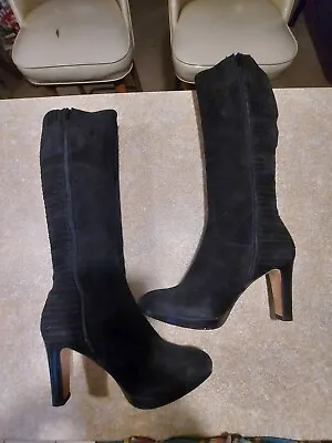 Black Suede Knee High Boots By Vero Cuoio Size 9.5 Made In Italy • $19.95