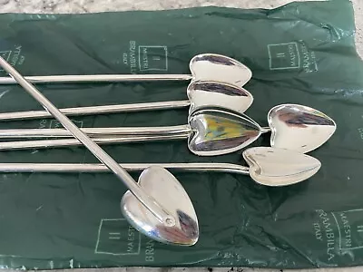 Gorham Maestri Italy Sliver Plated Iced Tea Mint Julep Heart Spoon Straws 6 • $36