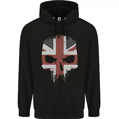 Union Jack Skull British Gym Biker Flag Mens 80% Cotton Hoodie • £19.99