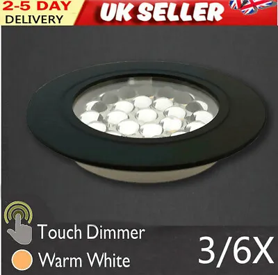 12v Black LED Touch Sensitive On Off Warm Spot Light Motorhome Camper UK • £7.69