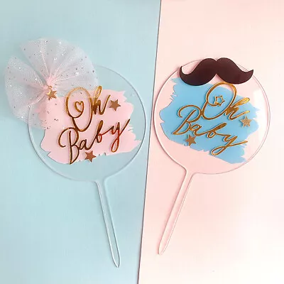 Oh Baby Acrylic Baby Shower Cake Topper Baby Girl Baby Boy Mustache Cake Topper • $5.95