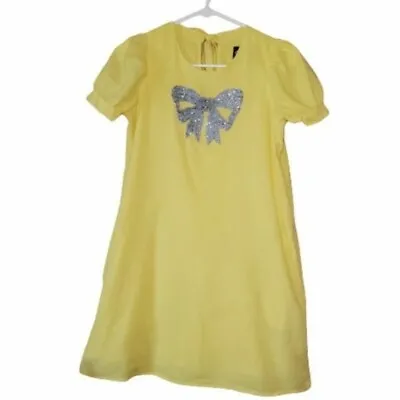 $14.95 • Buy Va Va By Joy Han Dress Size XS Womens Sleeveless Yellow Beaded Bow Pin-Up