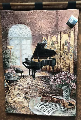 Tapestry Music Room Baby Grand Piano And Violin Tapestry Wall Hanging Lena Liu • $25