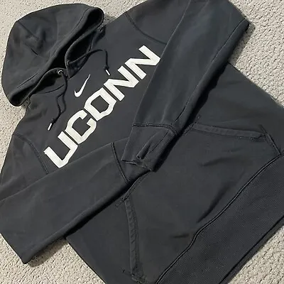 Nike Hoodie Adult S Black UCONN Center Check Swoosh Logo Pullover Sweatshirt • $24.99