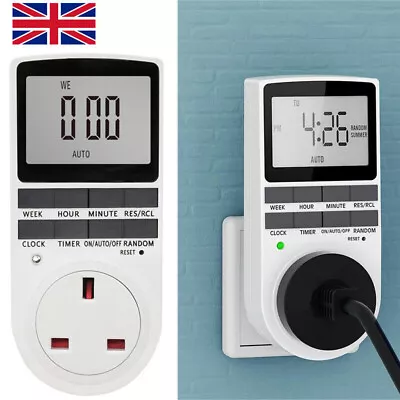 Electronic Digital Timer 12/24 Hour Switch 7 Day Socket UK Plug-in Programmable • £8.99