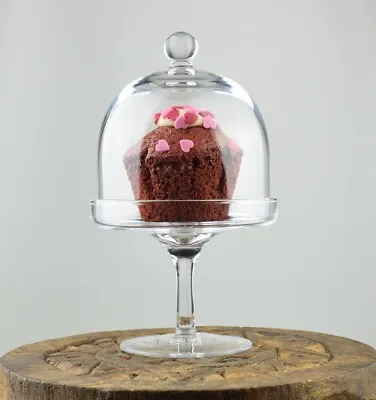 EMH Mini Display Cake Stand With Glass Dome Cover H: 19 Cm X 11.5 Cm • £23.90