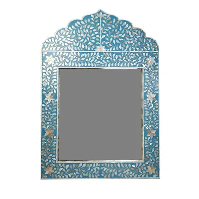 Floral Pattern Mop Inlay Mirror handmade Bone Inlay Mirror blue Mirror • $299