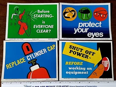 Vintage 1960s 1970s Factory Work Safety Wall Stickers USA Lot Of 4 • $4.90