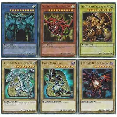 YuGiOh Ultra Rare Set : Egyptian God Cards Blue-Eyes Dark Magician & Red-Eyes • £4.50