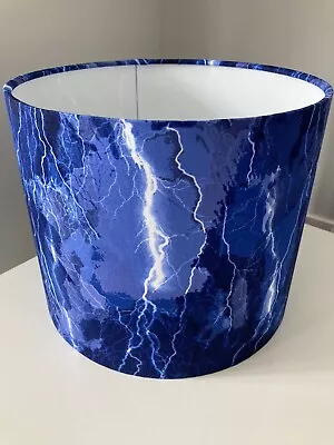 Lightning Lampshade Thor Thunder Storm Clouds Blue Indigo 20 25 30 Cm Handmade • £26