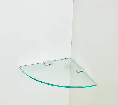 Toughened Wall Mounted Glass Corner Shelf With Silver Finish Supports  • £10.99
