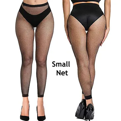 £4.55 • Buy Womens Footless Tights Black Fishnet Small Medium Large Wide & Whale Net Diamond