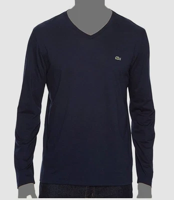 $28.47 • Buy $70 Lacoste Men Blue Regular-Fit Long-Sleeve V-Neck Pima Cotton T-Shirt Sz 4/M