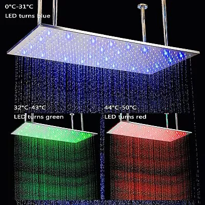 Luxury LED Shower Faucet Set Rainfall&Waterfall Shower Head Combo Mixer Valve • $129