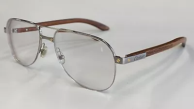 Cartier Santos Half Rim Bubinga Wood & Titanium Eyeglasses 100% Authentic Unworn • $2150