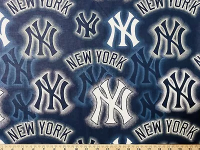 MLB NEW YORK NY YANKEES Baseball Large NY Dot 1/4 Yard (9”x 44”) Cotton Fabric • $4.99