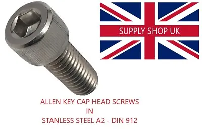 M6  SOCKET CAP SCREWS ALLEN BOLT HEX HEAD - DIN 912 In A2 STAINLESS STEEL • £34.99