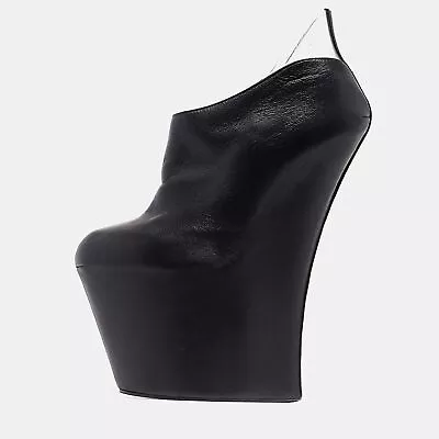 Giuseppe Zanotti Black Leather And PVC Platform Booties Size 38.5 • $273