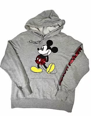 Disney Mickey Mouse Gray Hoodie Sweatshirt Pull Over Women's Junior XL 15 - 17 • $16.99