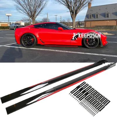 Red Side Skirts Splitter Extension For Chevrolet Corvette C8 C7 C6 Z06 Z51 ZR1 • $85.75