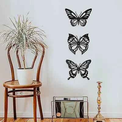 £12.47 • Buy 3 Pcs Metal Butterfly Wall Art Rustic Garden Art Requires No Assembly Nature