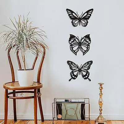 £12.47 • Buy 3 Pcs Metal Butterfly Wall Art Rustic Garden Art Requires No Assembly Nature