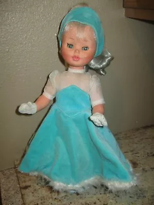 Vintage Furga 15  Doll With Aqua Blue Feather Trimmed Outfit • $19.99