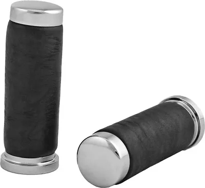 HD Chrome Leather Grips Wo Throttle Sleeve Harley V-Rod Muscle 09-17 • $40.95