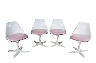 4 Mid Century Modern Maurice Burke Model 115 Tulip Star Shell Dining Chairs • $1997.50