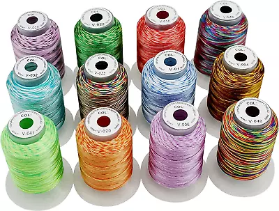 12 Colors Variegated Polyester Embroidery Machine Thread Kit 500M (550Y) Each Sp • $43.43