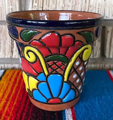 Mexican Ceramic Flower Pot Planter Folk Art Pottery Handmade Talavera #46 • $19.99