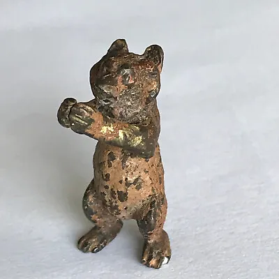 Antique Miniature Cold Painted Bronze Bear. Card Match Holder? • £50